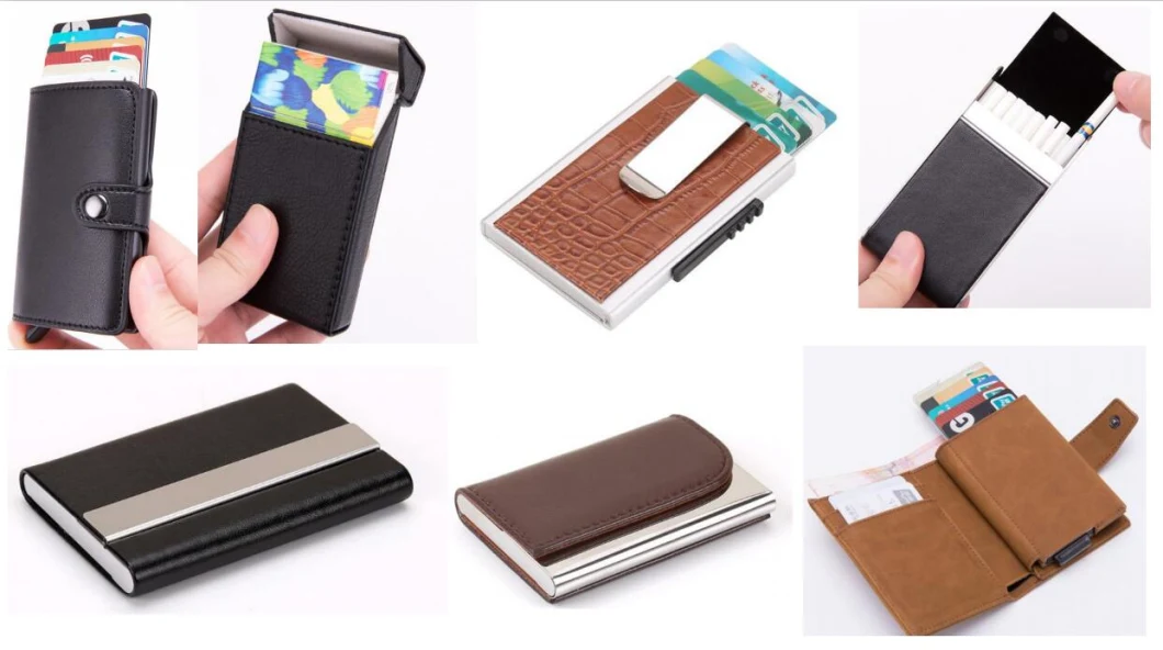 Factory Custom Logo Business Fashion Metal Stainless Steel Leather Color Blank PU Business Card Holder