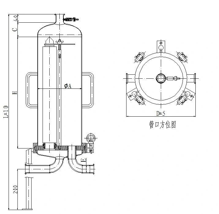 Sanitary Multi Cartridge Filter Housing Multi-Cartridge Filter Housing Stainless Steel Filter Wastewater Purification